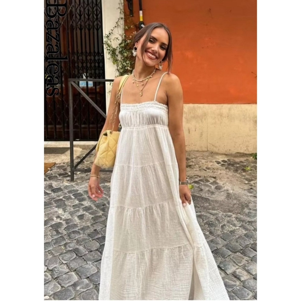 Zara Cotton Maxi Dress White NWT size XL - Picture 4 of 16